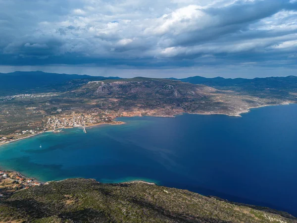 Laconia Moreloponese Yunanistan Daki Plytra Bölgesi Üzerinde Hava Manzarası — Stok fotoğraf