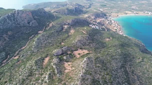 希腊伯罗奔尼撒拉科尼亚Plytra地区的空中景观 — 图库视频影像