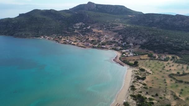 Vista Aérea Sobre Área Plytra Laconia Peloponeso Grécia — Vídeo de Stock