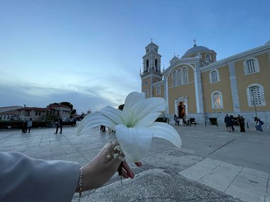Yunanistan 'ın Messenia kentindeki Kalamata şehrinin eski tarihi merkezinde Ypapanti Metropolitan Kilisesi (Kurtarıcının Sunumu)