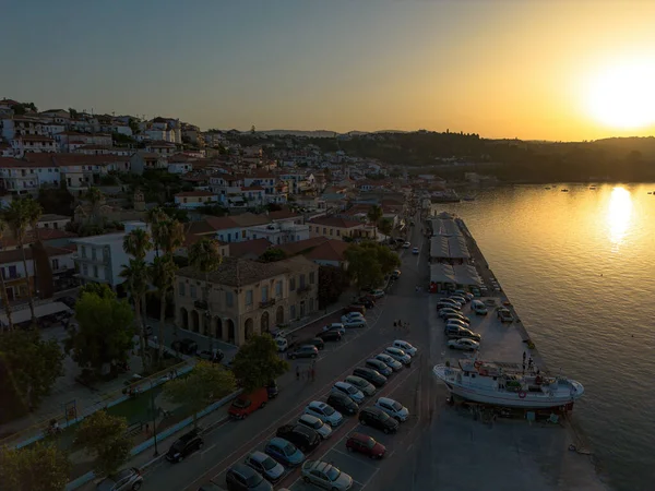 Aerial View Koroni Seaside City Sunset Koroni Messenia Greece — Stock Photo, Image