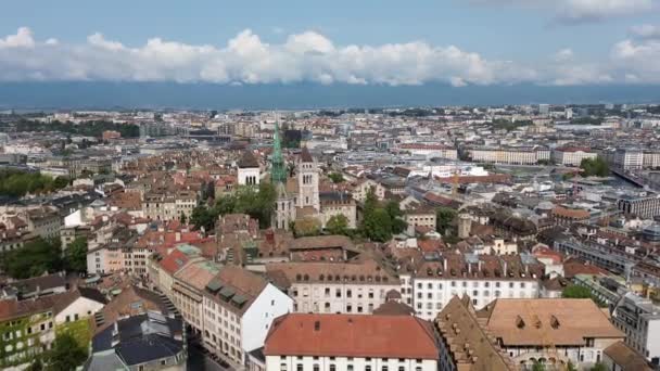 스위스 제네바 도시의 파노라마 제네바의 아름다운 파노라마 — 비디오