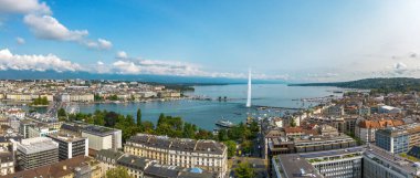 İsviçre 'nin Cenevre şehrinin hava panoramik manzarası. Cenevre 'nin güzel manzarası