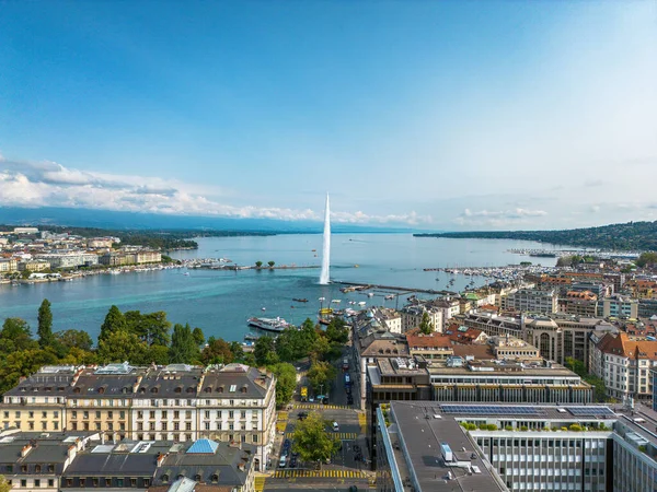 Вид Воздуха Женеву Швейцарии Красивый Панорамный Вид Женеву — стоковое фото