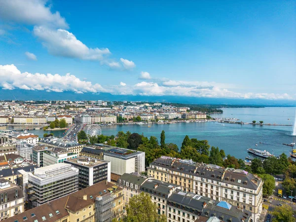 Вид Повітря Женевське Місто Швейцарії Прекрасний Вид Панораму Над Женевою — стокове фото