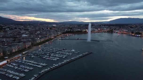 Vista Aérea Sobre Lago Ginebra Suiza Ginebra Desde Arriba Suiza — Vídeo de stock