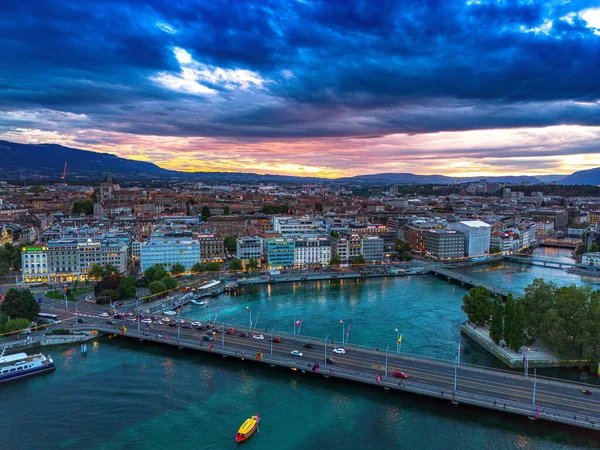 Aerial View Lake Geneva Switzerland Geneva Switzerland — Stock Photo, Image