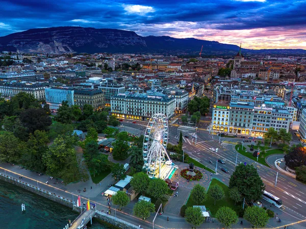 Aerial View Lake Geneva Switzerland Geneva Switzerland — Stock Photo, Image