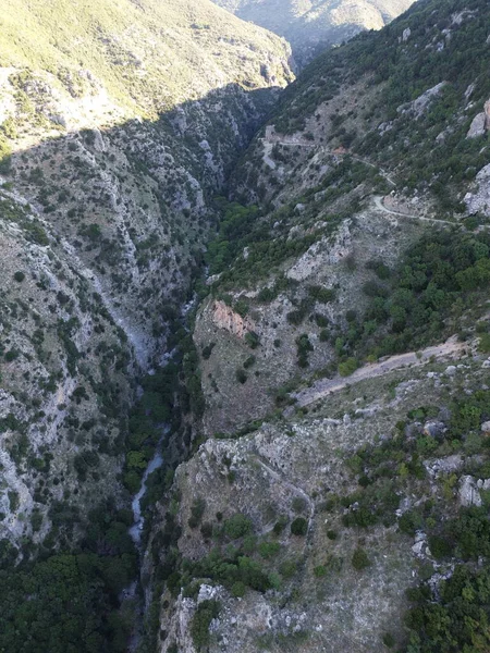 Flygfoto Över Den Berömda Ridomo Ravinen Bergsområdet Mani Messenia Peloponnesos — Stockfoto