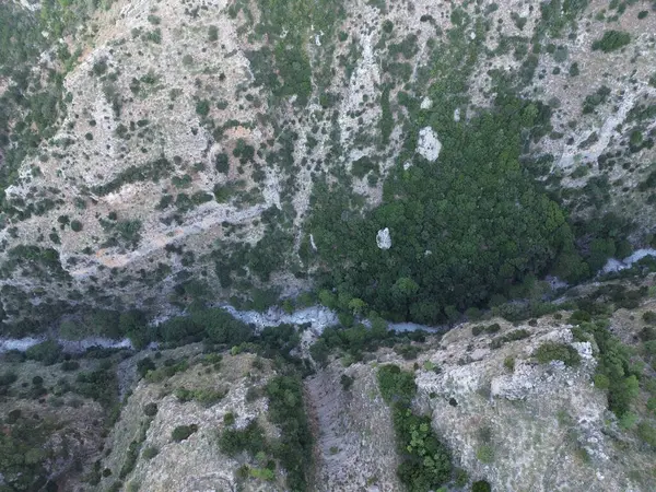 Widok Lotu Ptaka Słynny Wąwóz Ridomo Górzystym Obszarze Mani Messenii — Zdjęcie stockowe