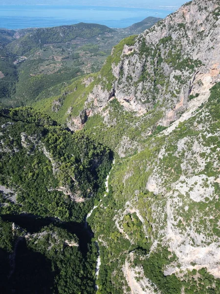 Flygfoto Över Den Berömda Ridomo Ravinen Bergsområdet Mani Messenia Peloponnesos — Stockfoto