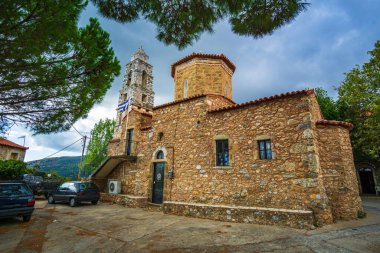 Mani bölgesinde Kentro Avia ve Pigadia Köyleri yakınlarındaki Vorio köyündeki eski geleneksel kilise, Messenia, GreeceMessenia, Yunanistan