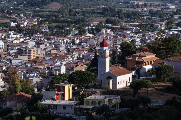 stock image Zakynthos, Greece - June 6 2024: Beautiful view from Bochali hill over Zakynthos town. Aerial panoramic view over Zakynthos island at sunset. Zakynthos island, Western Greece