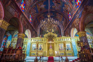 Yunanistan 'ın Zakynthos kasabasında yer alan Agios Kilisesi' nin (Saint) iç manzarası