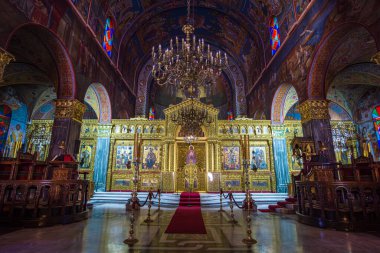 Yunanistan 'ın Zakynthos kasabasında yer alan Agios Kilisesi' nin (Saint) iç manzarası