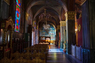 Interior view of the Church of Agios (Saint) Dionysios, located in Zakynthos Town in Greece clipart