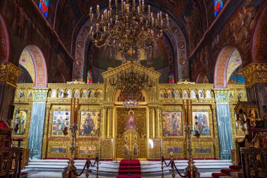 Yunanistan 'ın Zakynthos kasabasında yer alan Agios Kilisesi' nin (Saint) iç manzarası