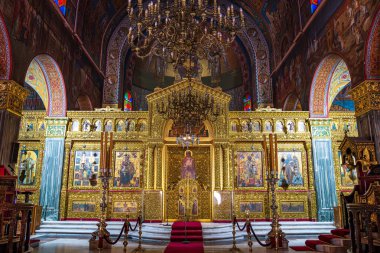Yunanistan 'ın Zakynthos kasabasında yer alan Agios Kilisesi' nin (Saint) iç manzarası