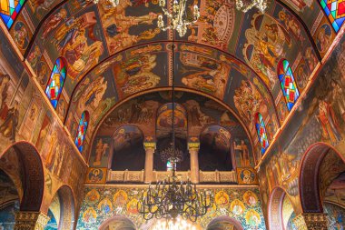 Yunanistan 'ın Zakynthos kasabasında yer alan Agios Kilisesi' nin (Saint) iç manzarası