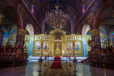 Yunanistan 'ın Zakynthos kasabasında yer alan Agios Kilisesi' nin (Saint) iç manzarası