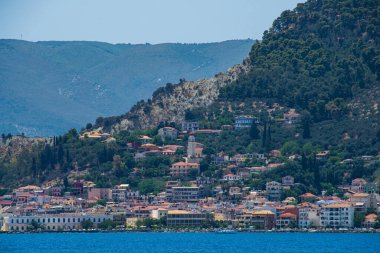 Tele photo view of Zakynthos island from ferry boat on the route to Kyllini. Zakynthos island, Western Greece clipart