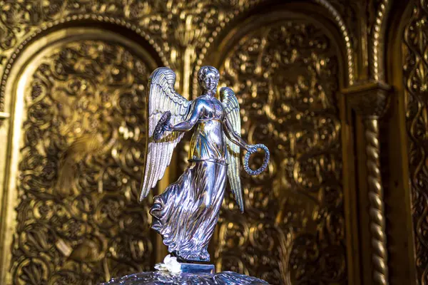 stock image Silver casket inside the Church of St Agios Dionysios with the remains of Saint Dionysius inside