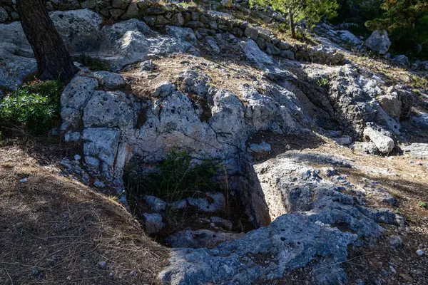 stock image Zakynthos, Greece - June 20 2024: View of the Mycenaean cemetery at Kampi in Zakynthos island, in Greece