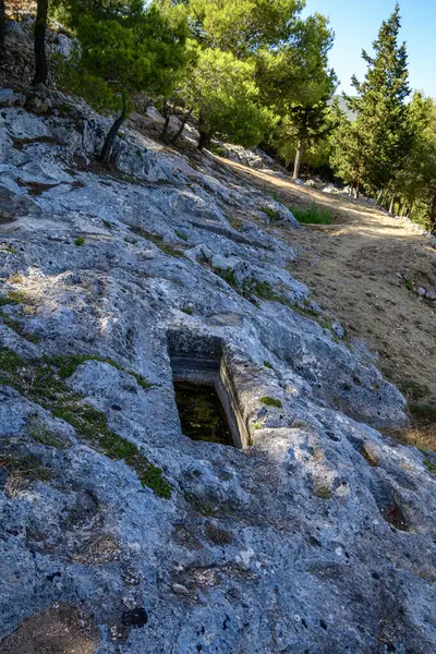 Stock image Zakynthos, Greece - June 20 2024: View of the Mycenaean cemetery at Kampi in Zakynthos island, in Greece