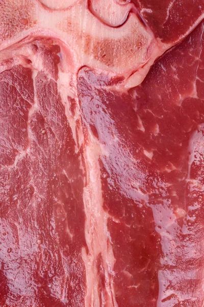 Raw Fresh Juicy Beef Bone Steak Salt Spices Herbs Dark — Stock Photo, Image