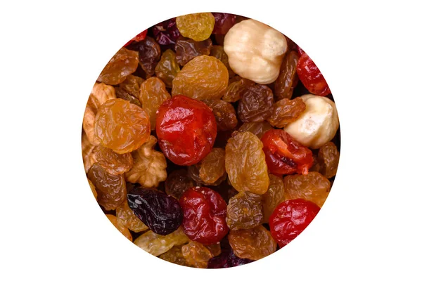 Blandning Rostade Cashewnötter Hasselnötter Och Valnötter Med Torkade Tranbär Och — Stockfoto