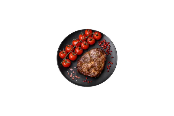Délicieux Steak Porc Bœuf Juteux Grillé Avec Sel Des Épices — Photo