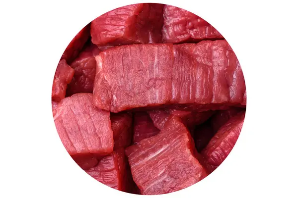 带有盐 香料和香草的多汁新鲜牛肉肉 背景为深色混凝土结构 — 图库照片