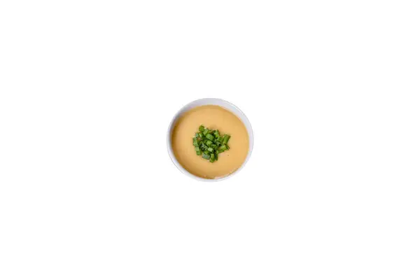 Зеленый Гороховый Суп Крекерами Вегетарианский Суп — стоковое фото