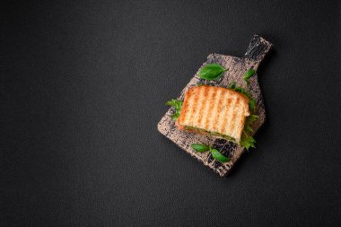 Tost, somon, avokado, domates, tuz, baharat ve çimento kaplı lezzetli çıtır sandviçler.