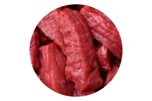 Raw Organic Meat Beef Lamb Cut Slices Salt Spices Herbs — Stock Photo, Image