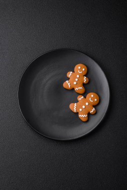 Delicious gingerbread cookies with honey, ginger and cinnamon. Winter composition