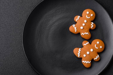 Delicious gingerbread cookies with honey, ginger and cinnamon. Winter composition