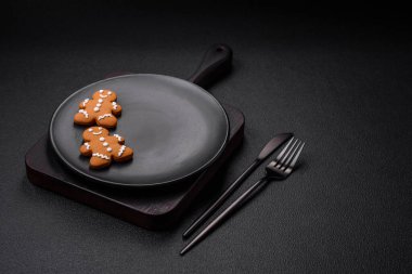 Delicious gingerbread cookies with honey, ginger and cinnamon. Winter composition