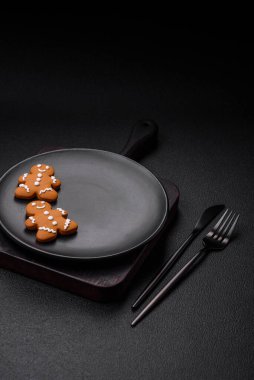 Delicious gingerbread cookies with honey, ginger and cinnamon. Winter composition