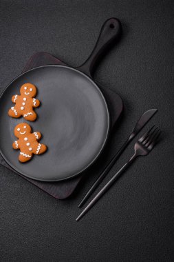 Delicious gingerbread cookies with honey, ginger and cinnamon. Winter composition