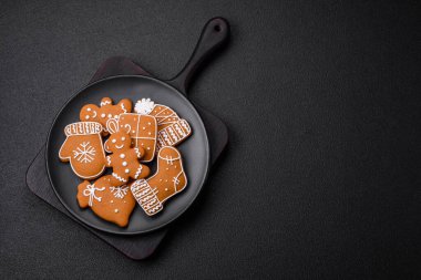 Delicious gingerbread cookies with honey, ginger and cinnamon. Winter composition