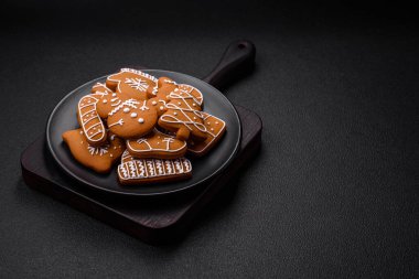 Delicious gingerbread cookies with honey, ginger and cinnamon. Winter composition