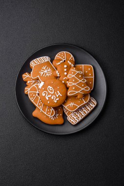 Delicious gingerbread cookies with honey, ginger and cinnamon. Winter composition