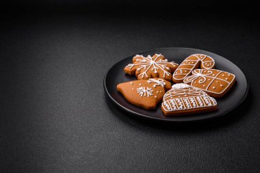 Delicious gingerbread cookies with honey, ginger and cinnamon. Winter composition