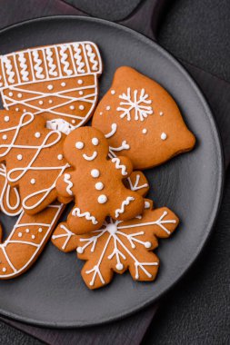 Delicious gingerbread cookies with honey, ginger and cinnamon. Winter composition
