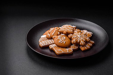 Delicious gingerbread cookies with honey, ginger and cinnamon. Winter composition