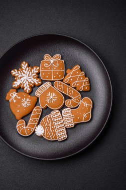 Delicious gingerbread cookies with honey, ginger and cinnamon. Winter composition