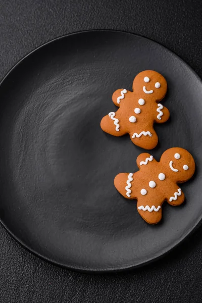 Delicious gingerbread cookies with honey, ginger and cinnamon. Winter composition