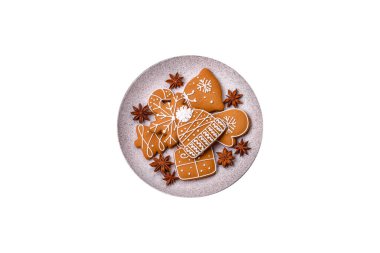 Delicious gingerbread cookies with honey, ginger and cinnamon. Winter composition