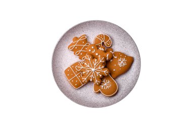 Delicious gingerbread cookies with honey, ginger and cinnamon. Winter composition